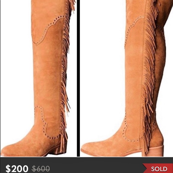 Frye Shoes - FRYE SUEDE LEATHER BOHO FRINGE OTK BOOT